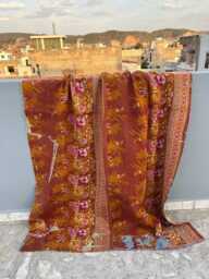 Cotton Kantha Quilt Block Print Reversible Patchwork Handmade Ethnic Bedding - thumbnail 1