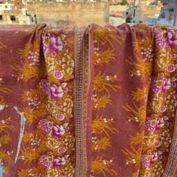 Cotton Kantha Quilt Block Print Reversible Patchwork Handmade Ethnic Bedding - thumbnail 2