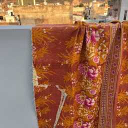 Cotton Kantha Quilt Block Print Reversible Patchwork Handmade Ethnic Bedding - thumbnail 3