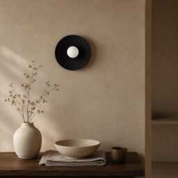 Black Wood Wall Lighting, Sculpture Sconce, Mounted Lamp, Natural Light, Handmade, Japandi, Minimal Design - thumbnail 2