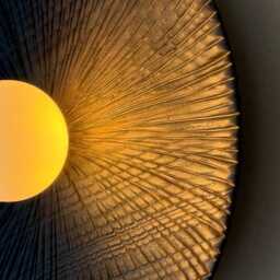 Black Wood Wall Lighting, Sculpture Sconce, Mounted Lamp, Natural Light, Handmade, Japandi, Minimal Design - thumbnail 4
