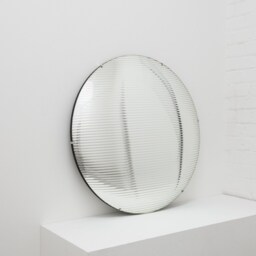 Orbis??? Round Reeded Glass Handcrafted Convex Frameless Mirror With Clips - thumbnail 2