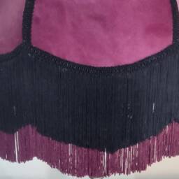 Handmade Burgundy Velvet Lampshade Victorian Style With Fringe - thumbnail 3