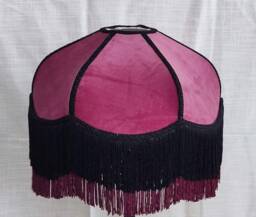 Handmade Burgundy Velvet Lampshade Victorian Style With Fringe