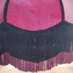 Handmade Burgundy Velvet Lampshade Victorian Style With Fringe - thumbnail 2