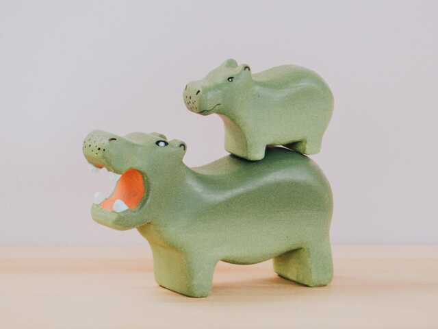 Wooden Hippo Toy, Jungle Animal Handcrafted Hippo, Hand-Painted Toys, Animal, Pretend To Play Toys, Adorable Gift - image 1