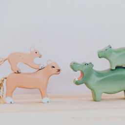 Wooden Hippo Toy, Jungle Animal Handcrafted Hippo, Hand-Painted Toys, Animal, Pretend To Play Toys, Adorable Gift - thumbnail 4
