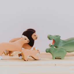 Wooden Hippo Toy, Jungle Animal Handcrafted Hippo, Hand-Painted Toys, Animal, Pretend To Play Toys, Adorable Gift - thumbnail 2