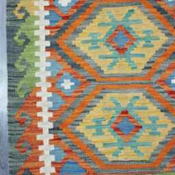 Tribal Runner Rug, Handmade Artisan Afghan Turkish, Scandinavian, Navajo, Bohemian Flatweave, Wool Kilim Rug 309x83 cm - thumbnail 2