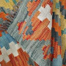 Tribal Runner Rug, Handmade Artisan Afghan Turkish, Scandinavian, Navajo, Bohemian Flatweave, Wool Kilim Rug 309x83 cm - thumbnail 4