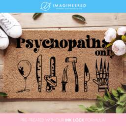 Psychopaths Only Halloween Welcome Doormat - Funny Quote Seasonal Housewarming Decor Trick Or Treat Mat - thumbnail 1