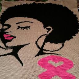 Natural Queen Crochet Graph Pattern - Black Woman Graphghan Afrocentric Single Blanket Digital Download - thumbnail 2