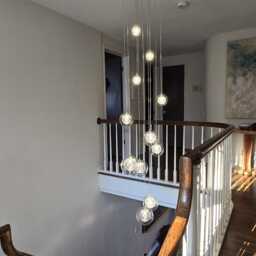 Dining Room Modern Hand-Blown Glass Globe Chandelier Clear Webbed Pendant Light, Lighting - thumbnail 2