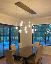 Dining Room Modern Hand-Blown Glass Globe Chandelier Clear Webbed Pendant Light, Lighting