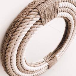 Small 41cm - 16Inch Nautical Hampton Elegant Round Rope Mirror Twisted Home Decor Art Wall Hanging - thumbnail 2