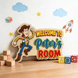Personalized Toy Story Wooden Name Sign, Pixar Inspired Baby Nursery Room Decor, Custom Kids Wall Decor - thumbnail 2