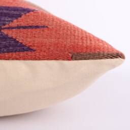 Vintage Turkish Kilim Pillow Cover 16'' Handwoven Wool Throw - thumbnail 4