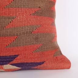 Vintage Turkish Kilim Pillow Cover 16'' Handwoven Wool Throw - thumbnail 2