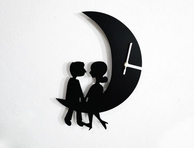Couple Sitting On The Moon - Wall Clock - image 1
