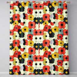 Bold Pop Art Flowers Large Petals Abstract Seamless Pattern Readymade Eyelet Ring Top Thermal 100% Blackout Curtains - thumbnail 2