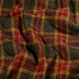 Harris Tweed Moss, Gingerbread & Wine Tartan - Luxury Large Pure Wool Throw Blanket 150x200cm/59x79 - thumbnail 2