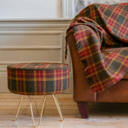 Harris Tweed Moss, Gingerbread & Wine Tartan - Luxury Large Pure Wool Throw Blanket 150x200cm/59x79 - thumbnail 3