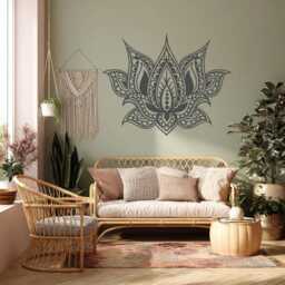 Gold Lotus Flower Wall Decal Boho Yoga Meditation Decor - thumbnail 3