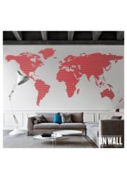 World Map Decal- World Map Wall Art - Striped Vinyl Work Room Sticker, Office D??cor Wm005 - thumbnail 1