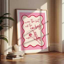 Wear The Hat Ride Cowboy Print - Pink & Red Western Wall Art Bookish - thumbnail 3
