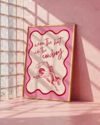 Wear The Hat Ride Cowboy Print - Pink & Red Western Wall Art Bookish - thumbnail 1