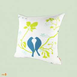Love Birds On A Branch 18 Inches Square Cotton Linen Pillow Cover - thumbnail 2