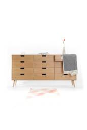 Mid-Century 12-Drawer Chest Of Drawers in Solid American Oak Or Walnut