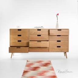 Mid-Century 12-Drawer Chest Of Drawers in Solid American Oak Or Walnut - thumbnail 2