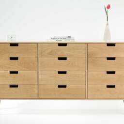 Mid-Century 12-Drawer Chest Of Drawers in Solid American Oak Or Walnut - thumbnail 3
