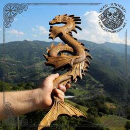 Hand Carved Iroko Wood Water Dragon - Rustic Norse Wall Art - thumbnail 3