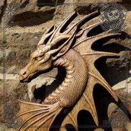 Hand Carved Iroko Wood Water Dragon - Rustic Norse Wall Art - thumbnail 4