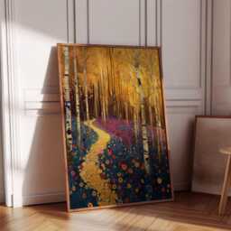 Gustav Klimt Landscape Wall Art, Abstract Poster, Painting, Colorful Print, Trendy Forest Living Room Decor - thumbnail 3