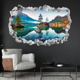 Mountains Trees Lake Water Reflection Wall Decal Sticker Mural Poster Print Art Home Bedroom Office Decor Kr33 - thumbnail 3