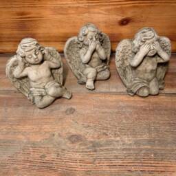 stone Garden See Hear Speak No Evil Angel Cherub Memorial Gift Ornament - thumbnail 2