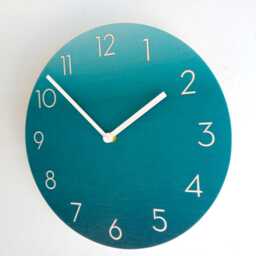 Teal Ombre Wooden Wall Clock Silent Mid-Century Modern Decor - thumbnail 3