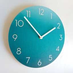 Teal Ombre Wooden Wall Clock Silent Mid-Century Modern Decor - thumbnail 4