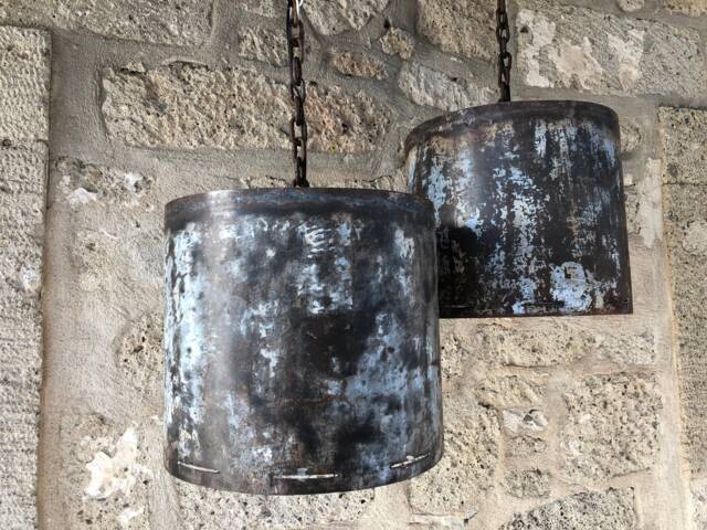 Rustic Industrial Metal Milk Churn Pendant Light, Handmade Fixture - image 1