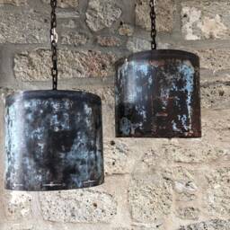 Rustic Industrial Metal Milk Churn Pendant Light, Handmade Fixture - thumbnail 2