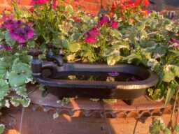 Small Cast Iron Bath Tub Style Birdbath/Feeder - thumbnail 1