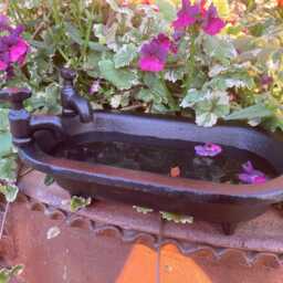 Small Cast Iron Bath Tub Style Birdbath/Feeder - thumbnail 4
