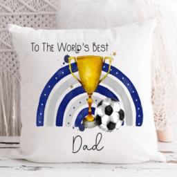 Personalised Football Trophy Cushion, Gift, Father Day Gift For Dad, Worlds Best Dad - thumbnail 2