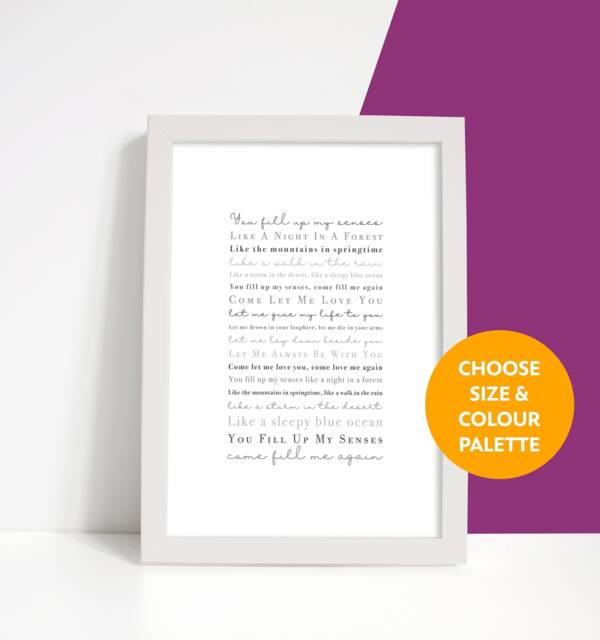 Annie's Song By John Denver Personalised Or Non-Personalised Unframed Lyrics Print Gift - image 1