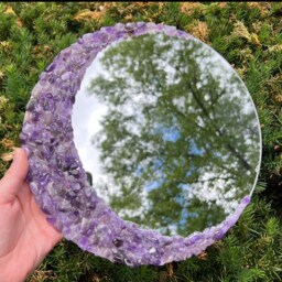 Amethyst Mirror - Tigers Eye Crystal Mirror Tumbled Amethyst Green Aventurine Healing Crystal - thumbnail 2