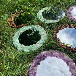 Amethyst Mirror - Tigers Eye Crystal Mirror Tumbled Amethyst Green Aventurine Healing Crystal - thumbnail 4