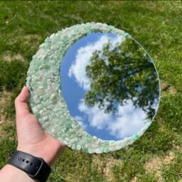 Amethyst Mirror - Tigers Eye Crystal Mirror Tumbled Amethyst Green Aventurine Healing Crystal - thumbnail 3